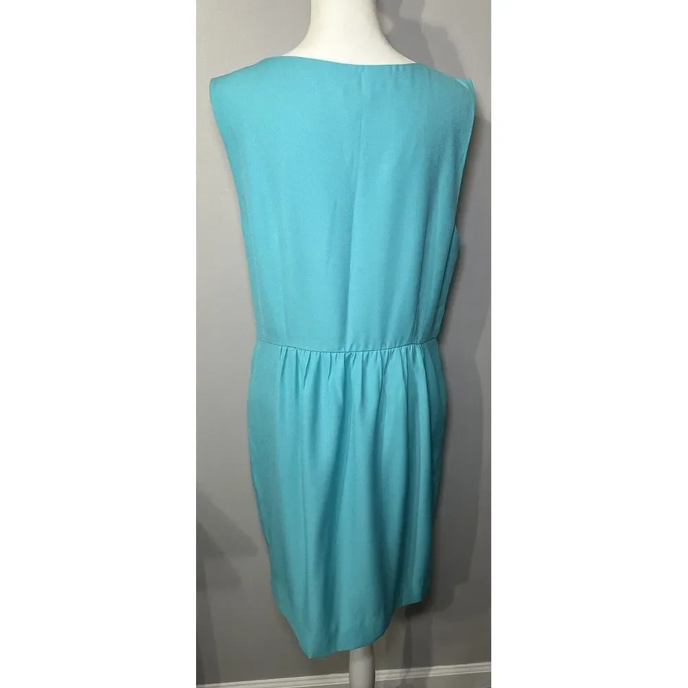 J. CREW Turquoise Sleeveless Ruched Crepe Tank‎ Dress Size 12 Outdoors, Brunch
